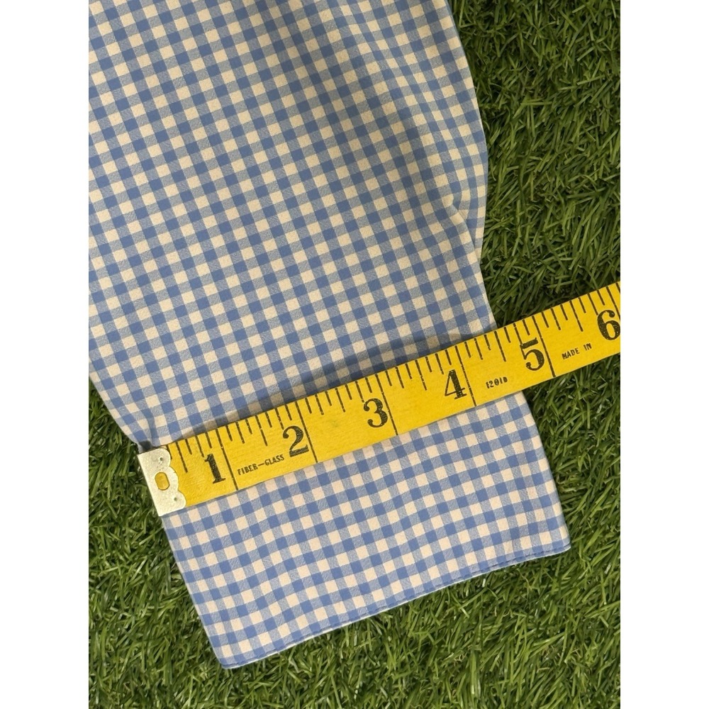 Mizzen Main Leeward Shirt Mens XL Blue Gingham Trim Fit Performance Stretch - Picture 15 of 15